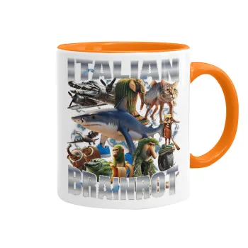 Italian Brainrot, Κούπα χρωματιστή πορτοκαλί, κεραμική, 330ml