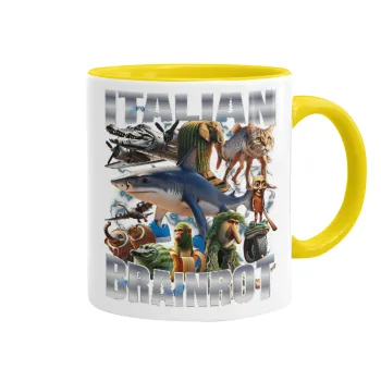 Italian Brainrot, Κούπα χρωματιστή κίτρινη, κεραμική, 330ml