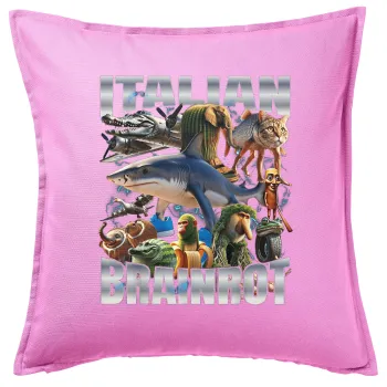 Italian Brainrot, Μαξιλάρι καναπέ ΡΟΖ 100% βαμβάκι, περιέχεται το γέμισμα (50x50cm)