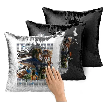 Italian Brainrot, Μαξιλάρι καναπέ Μαγικό Μαύρο με πούλιες 40x40cm περιέχεται το γέμισμα