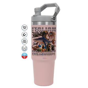 Italian Brainrot, ΡΟΖ χρώματος Θερμός Ανοξείδωτο 890ml (30oz) με χερούλι