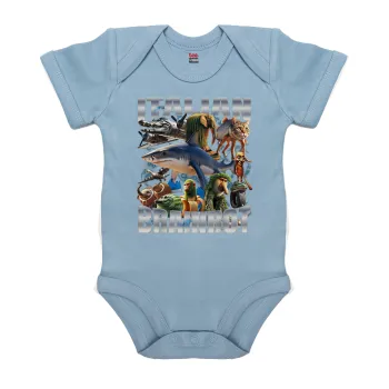 Italian Brainrot, Βρεφικό φορμάκι μωρού, 0-18 μηνών, Μπλε, 100% Organic Cotton, κοντομάνικο