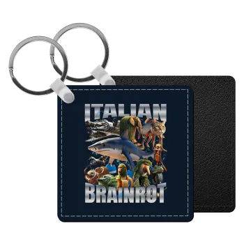 Italian Brainrot, Μπρελόκ Δερματίνη, τετράγωνο ΜΑΥΡΟ (5x5cm)