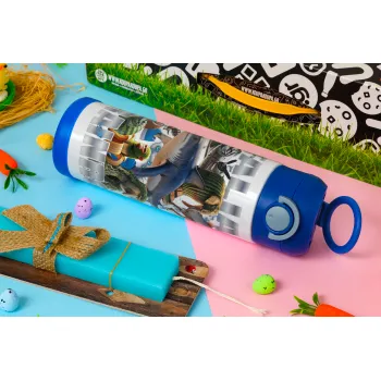 Italian Brainrot, Πασχαλινή Λαμπάδα με Παιδικό παγούρι θερμό, ανοξείδωτο, με καλαμάκι ασφαλείας, ΜΠΛΕ (500ml)