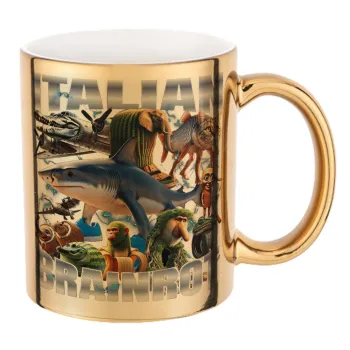 Italian Brainrot, Κούπα κεραμική, χρυσή καθρέπτης, 330ml