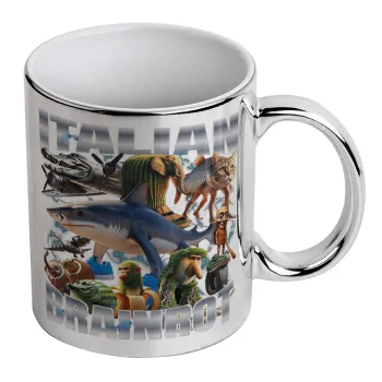 Italian Brainrot, Κούπα κεραμική, ασημένια καθρέπτης, 330ml