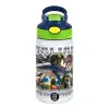 Παιδικό παγούρι θερμό, ανοξείδωτο, με καλαμάκι ασφαλείας, πράσινο/μπλε (350ml)