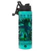 Metallic water bottle with safety lid, 850ml aluminum