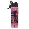 Metallic water bottle with safety lid, 850ml aluminum