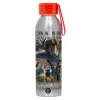 Aluminum Sports Bottle 650ml – Silver with Red Cap and Silicone Strap