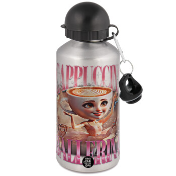 BALLERINA CAPUCHINA FUNK, Μεταλλικό παγούρι νερού, Ασημένιο, αλουμινίου 500ml