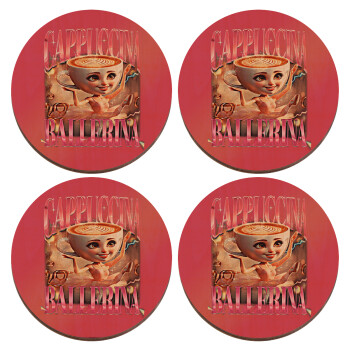 BALLERINA CAPUCHINA FUNK, ΣΕΤ x4 Σουβέρ ξύλινα στρογγυλά plywood (9cm)