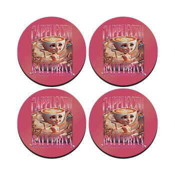 BALLERINA CAPUCHINA FUNK, ΣΕΤ 4 Σουβέρ ξύλινα στρογγυλά (9cm)