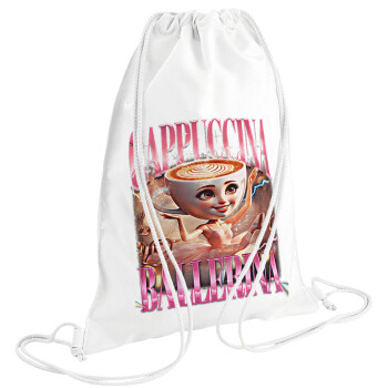 BALLERINA CAPUCHINA FUNK, Backpack pouch GYMBAG white (28x40cm)
