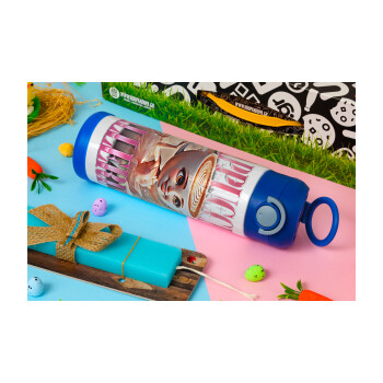 BALLERINA CAPUCHINA FUNK, Easter candle, Childrens hot water bottle, stainless steel, with safety straw, BLUE (500ml)
