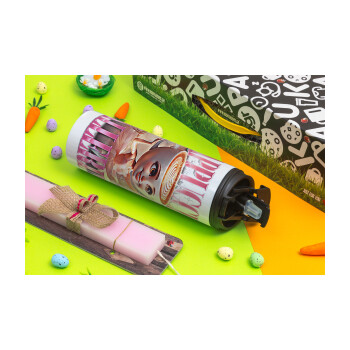 BALLERINA CAPUCHINA FUNK, Πασχαλινή Λαμπάδα με Travel Tumbler θερμό με διπλό καπάκι (600ml, BPA free) & κερί αρωματικό πλακέ (30cm) (ΡΟΖ)