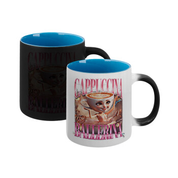 BALLERINA CAPUCHINA FUNK, Κούπα Μαγική εσωτερικό μπλε, κεραμική 330ml που αλλάζει χρώμα με το ζεστό ρόφημα
