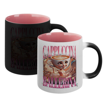 BALLERINA CAPUCHINA FUNK, Κούπα Μαγική εσωτερικό ΡΟΖ, κεραμική 330ml που αλλάζει χρώμα με το ζεστό ρόφημα