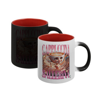 BALLERINA CAPUCHINA FUNK, Κούπα Μαγική εσωτερικό κόκκινο, κεραμική, 330ml που αλλάζει χρώμα με το ζεστό ρόφημα