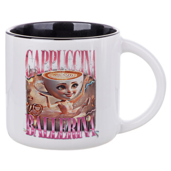 BALLERINA CAPUCHINA FUNK, Κούπα κεραμική 400ml Λευκή/Μαύρη