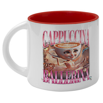 BALLERINA CAPUCHINA FUNK, Κούπα κεραμική 400ml Λευκή/Κόκκινη