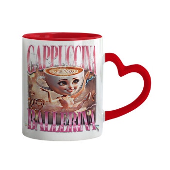 BALLERINA CAPUCHINA FUNK, Κούπα καρδιά χερούλι κόκκινη, κεραμική, 330ml