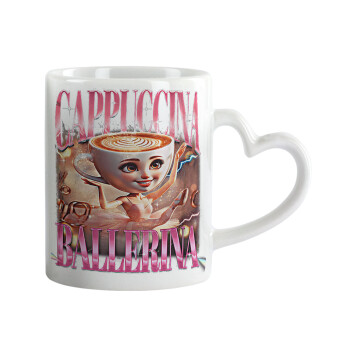 BALLERINA CAPUCHINA FUNK, Κούπα καρδιά χερούλι λευκή, κεραμική, 330ml