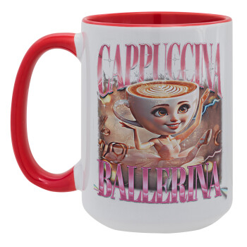 BALLERINA CAPUCHINA FUNK, Κούπα Mega 15oz, κεραμική Κόκκινη, 450ml