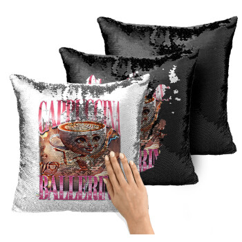 BALLERINA CAPUCHINA FUNK, Μαξιλάρι καναπέ Μαγικό Μαύρο με πούλιες 40x40cm περιέχεται το γέμισμα