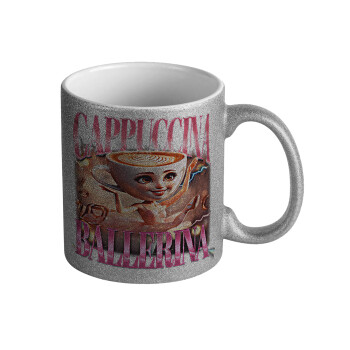 BALLERINA CAPUCHINA FUNK, Κούπα Ασημένια Glitter που γυαλίζει, κεραμική, 330ml