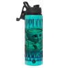 Metallic water bottle with safety lid, 850ml aluminum
