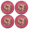 SET of 4 round wooden coasters (9cm)