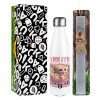 Easter candle, metallic white thermos bottle (500ml) & aromatic flat candle (30cm) (GRAY)