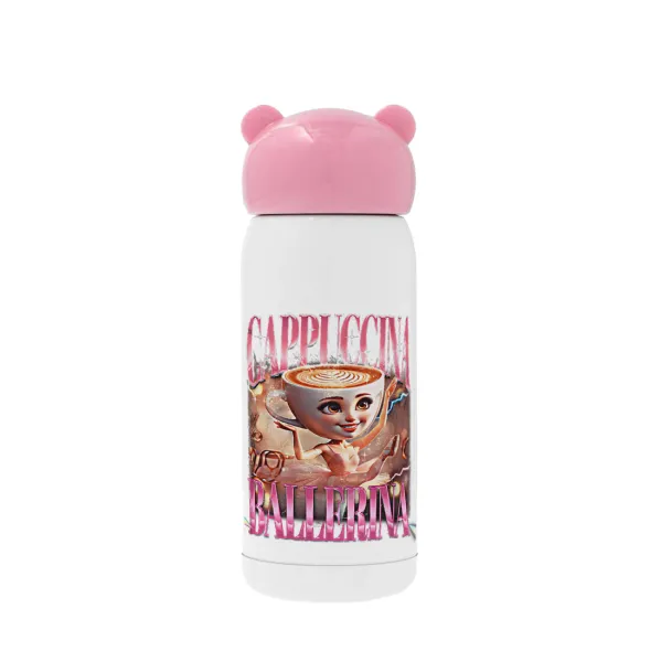 BALLERINA CAPUCHINA FUNK — Pink stainless steel thermal flask, 320ml
