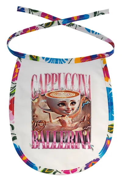 BALLERINA CAPUCHINA FUNK — Stain-resistant baby bib with tie, multicoloured