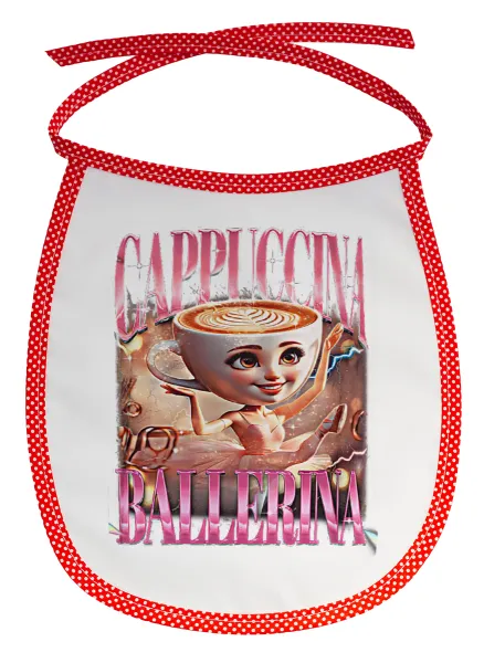 BALLERINA CAPUCHINA FUNK — Stain-resistant baby bib with tie, red