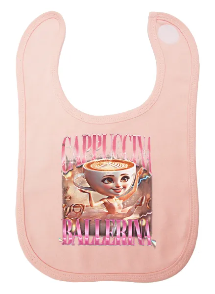 BALLERINA CAPUCHINA FUNK — Baby bib with velcro, pink, 100% organic cotton (0-18 months)