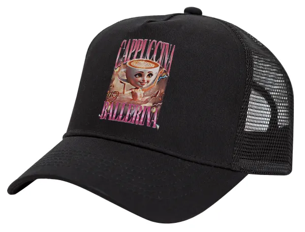 BALLERINA CAPUCHINA FUNK — Trucker Hat with Mesh, Black, (COTTON, KIDS, UNISEX, ONE SIZE)