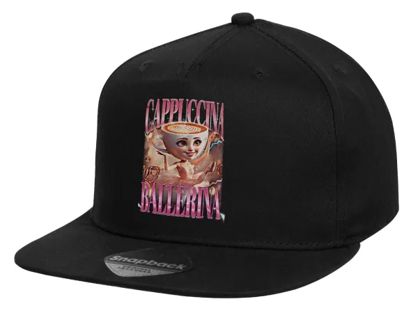 BALLERINA CAPUCHINA FUNK — Children's Flat Snapback Hat, Black (100% COTTON, CHILD, UNISEX, ONE SIZE)