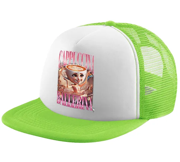 BALLERINA CAPUCHINA FUNK — Child's Soft Trucker Hat with Green/White Mesh (POLYESTER, CHILDREN'S, ONE SIZE)
