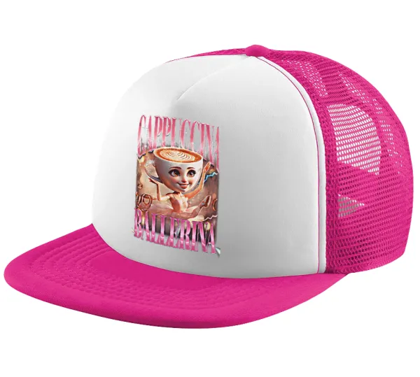 BALLERINA CAPUCHINA FUNK — Καπέλο παιδικό Soft Trucker με Δίχτυ ΡΟΖ/ΛΕΥΚΟ (POLYESTER, ΠΑΙΔΙΚΟ, ONE SIZE)