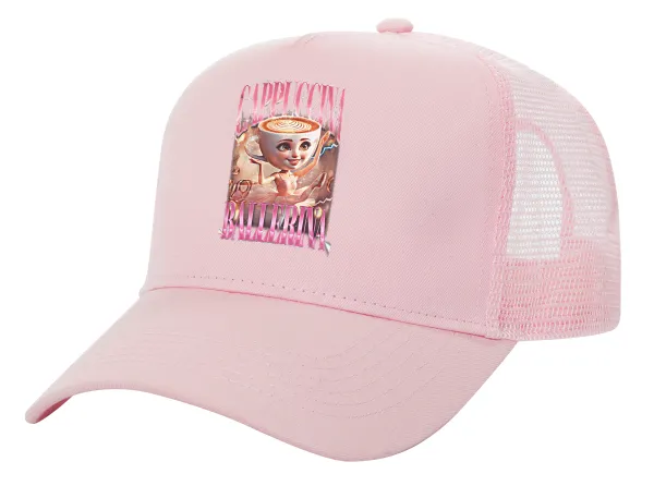BALLERINA CAPUCHINA FUNK — Structured Trucker Children's Hat, with Mesh, PINK (100% COTTON, CHILDREN'S, UNISEX, ONE SIZE)