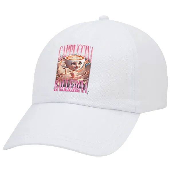 BALLERINA CAPUCHINA FUNK — Adult Baseball Cap White 5-panel (POLYESTER, ADULT, UNISEX, ONE SIZE)