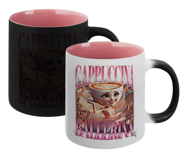 BALLERINA CAPUCHINA FUNK — Magic mug with pink interior, ceramic, 330ml, changes colour with hot drinks