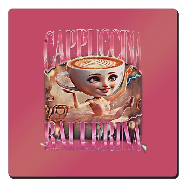 BALLERINA CAPUCHINA FUNK — Square wooden magnet, 6x6cm
