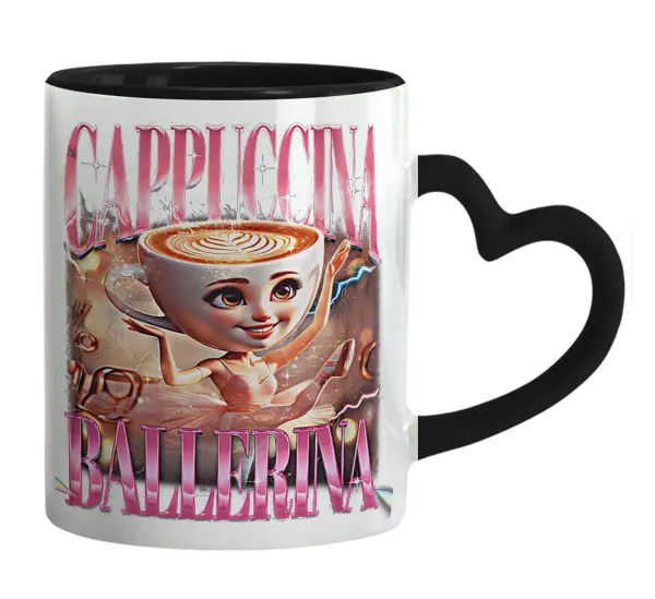 BALLERINA CAPUCHINA FUNK — Mug heart black handle, ceramic, 330ml