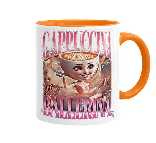 BALLERINA CAPUCHINA FUNK — Mug colored orange, ceramic, 330ml