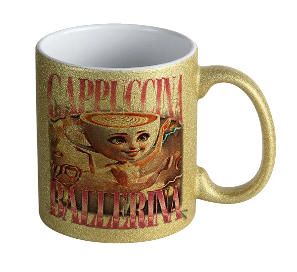 BALLERINA CAPUCHINA FUNK — Κούπα Χρυσή Glitter που γυαλίζει, κεραμική, 330ml