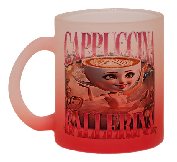 BALLERINA CAPUCHINA FUNK — Κούπα γυάλινη δίχρωμη με βάση το κόκκινο ματ, 330ml