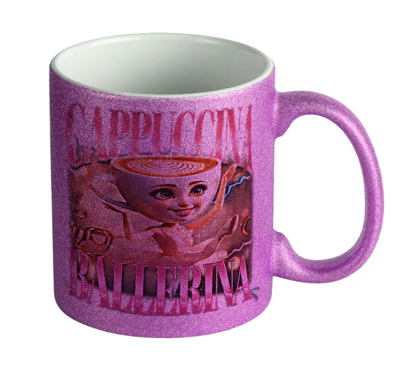 BALLERINA CAPUCHINA FUNK — Purple glitter mug that sparkles, ceramic, 330ml